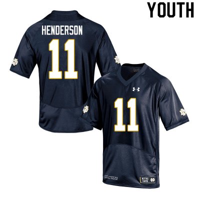 Notre Dame Fighting Irish Youth Ramon Henderson #11 Navy Under Armour Authentic Stitched College NCAA Football Jersey VAH7199OR